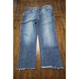 CJ by Cookie Johnson Womens Jeans Size 12 Wide Leg Crop Raw Hem Embroidered  Y2K